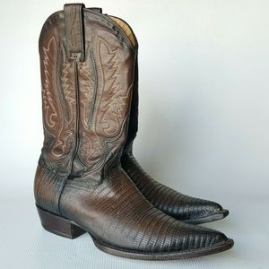 Los Altos Genuine Lizard Teju Cowboy Boots Size 6